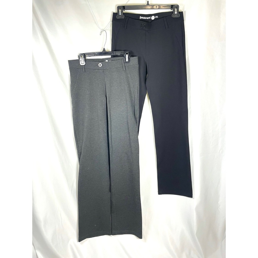 2 BETABRAND Classic Dress Pants Yoga Black Gray Faux Pockets‎ Womens XS S-Petite